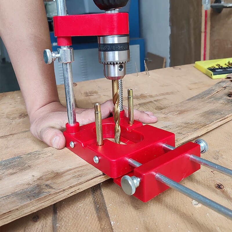 Drill Locator Drilling Jig Drill Punch Locator guida per trapano lega di alluminio modello di perforazione per la lavorazione del legno strumento di guida utensili manuali