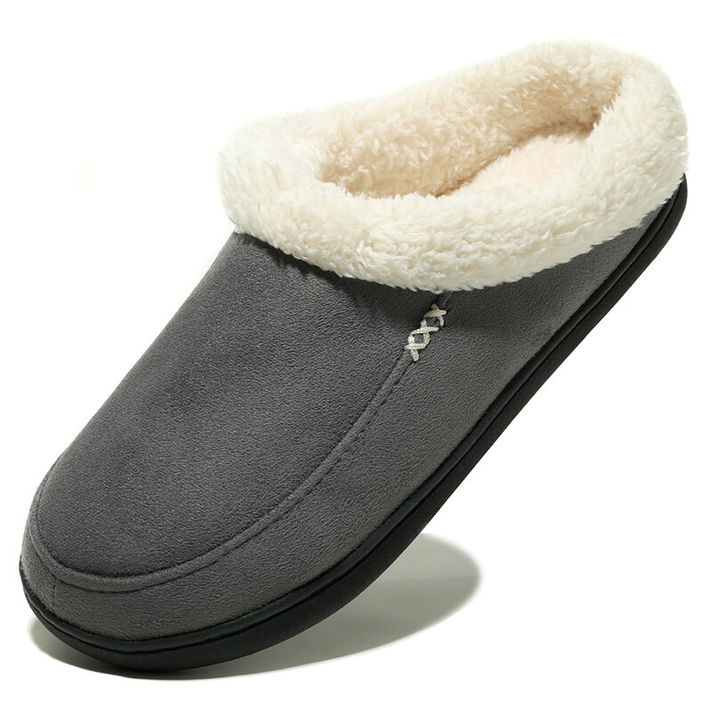 Winter Men Slippers Big Size Warm Men's Slippers Short Plush Flock Home Slippers for Men Hard-wearing Non-slip Sewing Male Shoes