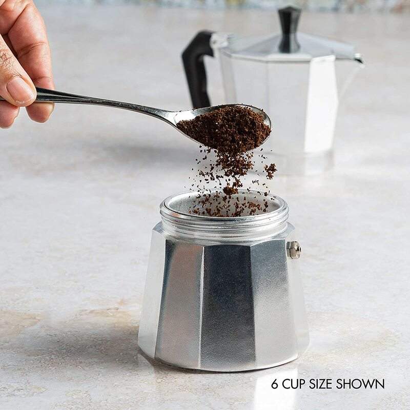 Pote De Espresso De Alumínio Italiano Personalizado, Eco Coffee Mocha Pot, Colher De Escova, Venda Quente, 120ml 240ml 360ml