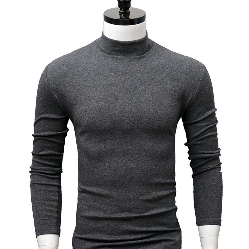Pull au design fin pour homme, chemise de base, col mi-haut, chemisier doux pour la peau, pulls pour homme, haut d'automne, 2023
