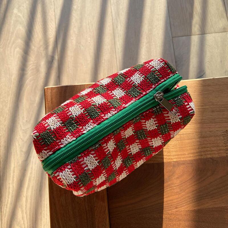Save Space Reusable Checkerboard Portable Toiletry Bag for Daily Use