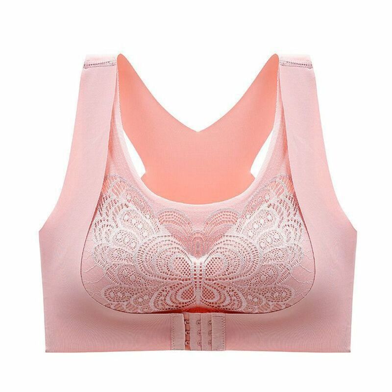 Cross Beauty Back Crop Top No Steel Ring Camisoles Solid Color Gathered Bra Seamless Push Up Bra Tank Top Front Closure Bra