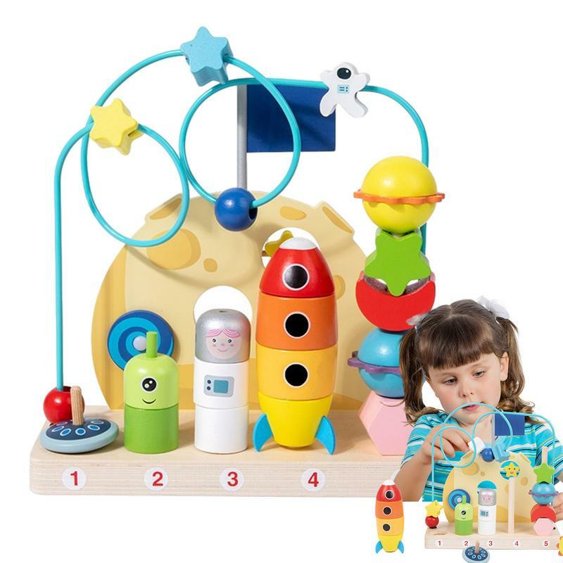 Koralik zabawka labirynt sekwencjonowanie klocki nakładane kolorowe koraliki Montessori kosmiczny koralik labirynt edukacyjne zabawki do zabawki edukacyjne w wieku przedszkolnym