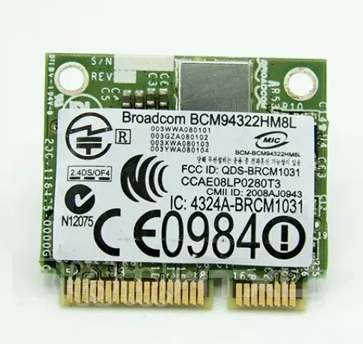 Grosir untuk DELL DW1510 untuk Broadcom 802.802.11n half MINI PCI-E kartu nirkabel 300Mbps PW934