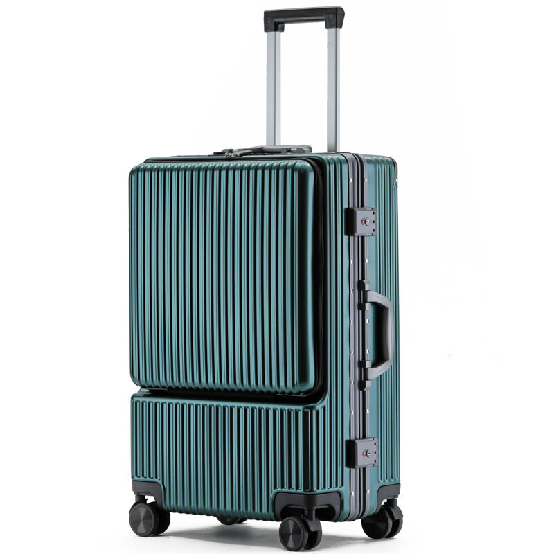 Wielofunkcyjna walizka z ładowaniem hasłem USB do mocowania bagażu z przodu aluminiowa rama pokrowiec na wózek cicha torba na pokład koła