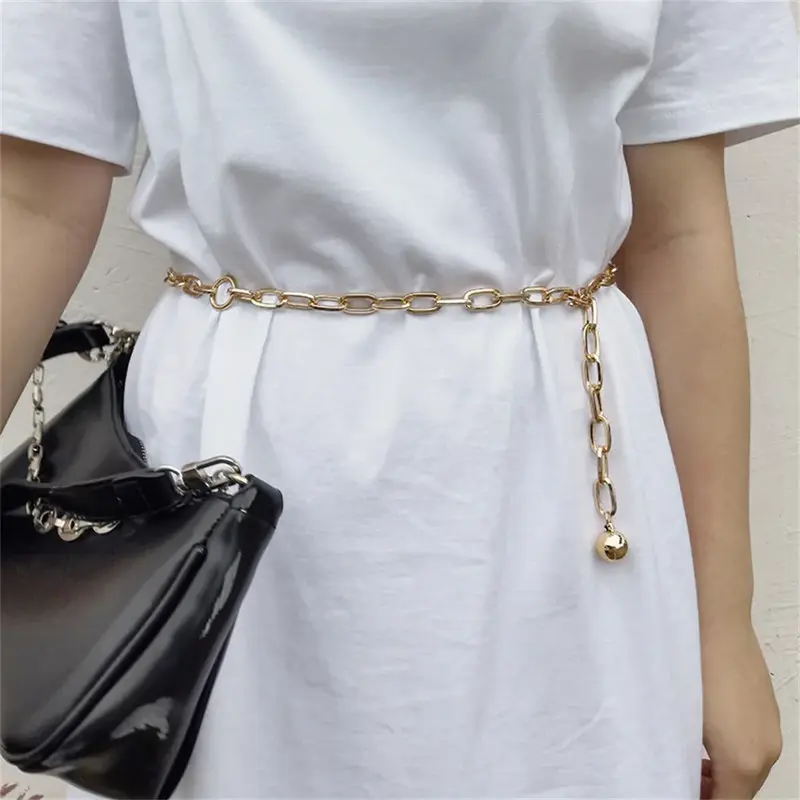 حزام خصر معدني للنساء ، سلسلة فستان ، سلسلة