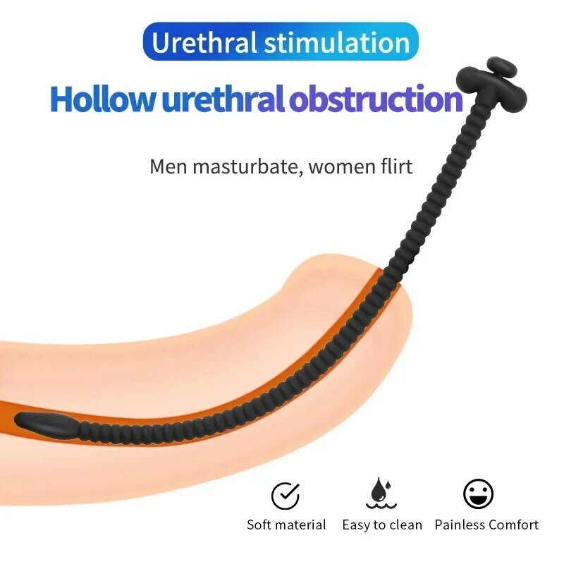 Dilator kateter uretra silikon baru stimulasi mata kuda mainan seks dewasa untuk pria Gay dengan masukan sumbat Penis