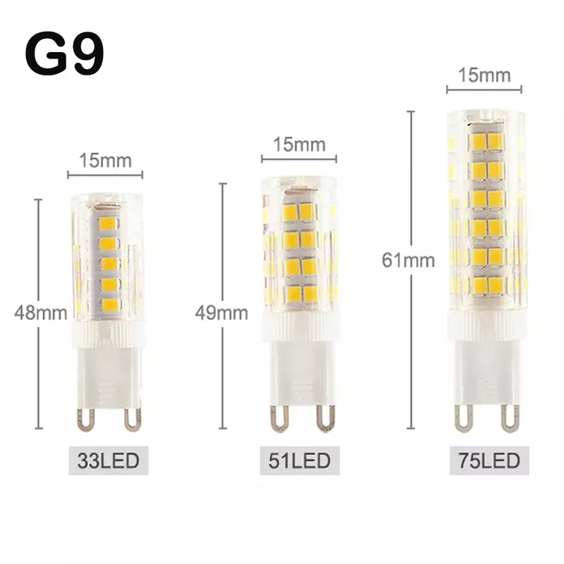 220V G4 G9 bombilla LED 4W 5W 7W E14 lámpara de maíz Luz de cerámica Smd 2835/33/51/75leds de alto brillo de proyector para lámpara de iluminación