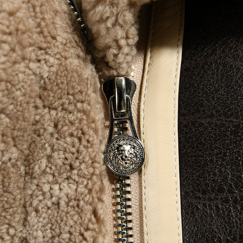 Luxyonuo-女性の冬の毛皮のコート,女性のための本物のラムシープスキンジャケット,長袖のアウターウェア,新しいスタイル2022