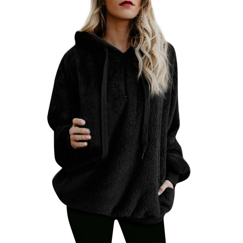 Women Hooded Faux Fur Coat  5XL Winter Jacket Wool Cashmere Coat Women Fashion Tops Casual Fur Jacket Fur Coat