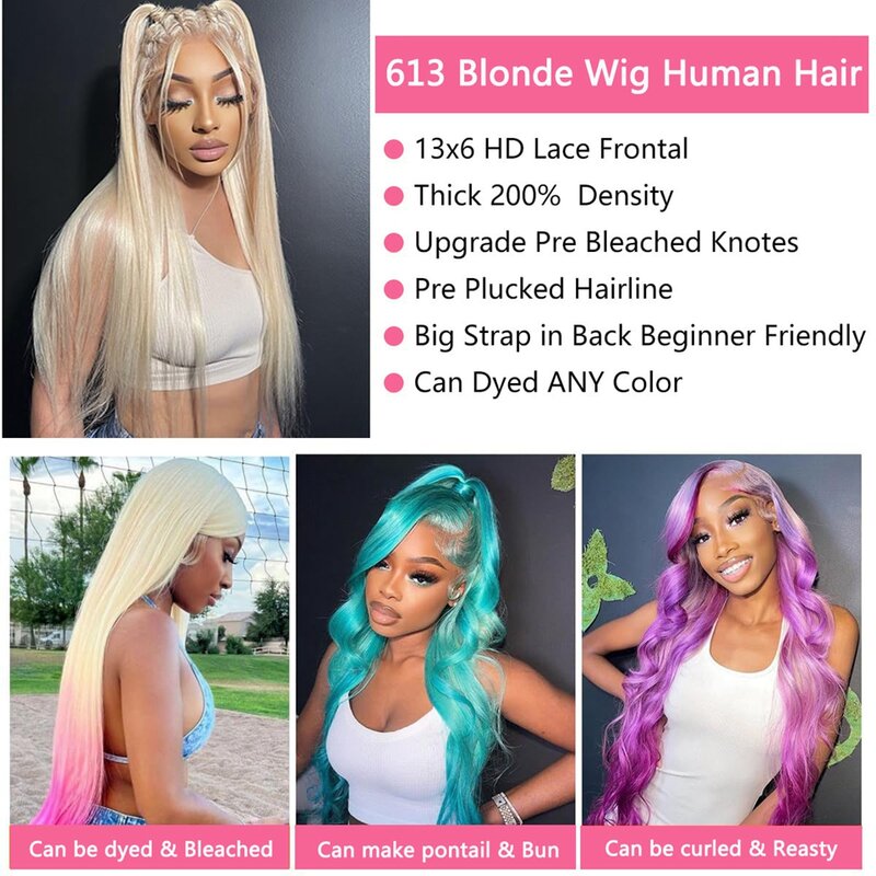 13x4 Blonde Lace Front Wig Human Hair 613 Hd Lace Frontal Wig 13x6 Straight Wigs For Women Brazilian Hair Wigs