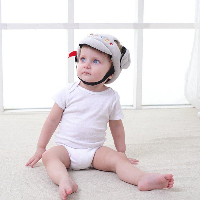 Topi keselamatan balita yang dapat diatur topi pelindung kepala bayi pelindung kepala belajar Jalan (abu-abu)
