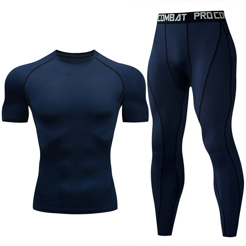 Vêtements de compression de sport moulants pour hommes, ensemble d'entraînement de gym, fitness, jogging, coupe sèche