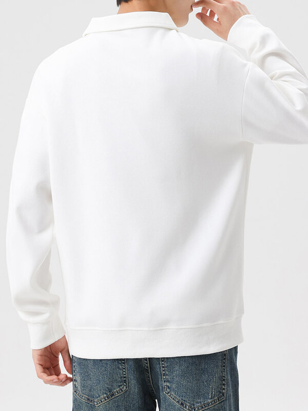 Sudadera con media cremallera para hombre, jersey básico de algodón de manga larga con cuello, moda coreana, 8XL talla grande, novedad de 2024
