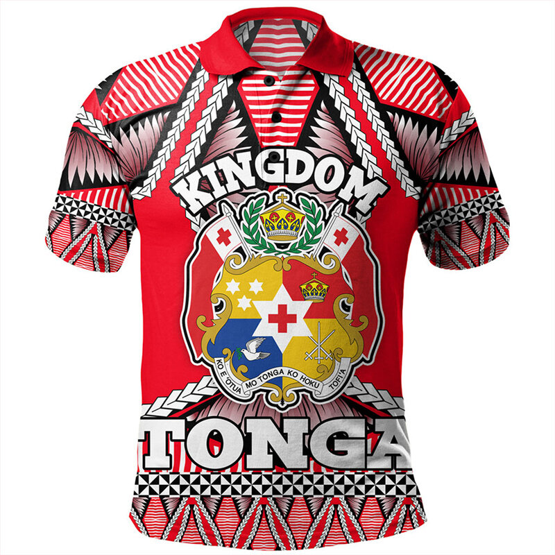 Polynesian Tonga pola Polo kemeja pria wanita Hawaii 3D dicetak T Shirt kasual longgar tombol tee musim panas jalan lengan pendek