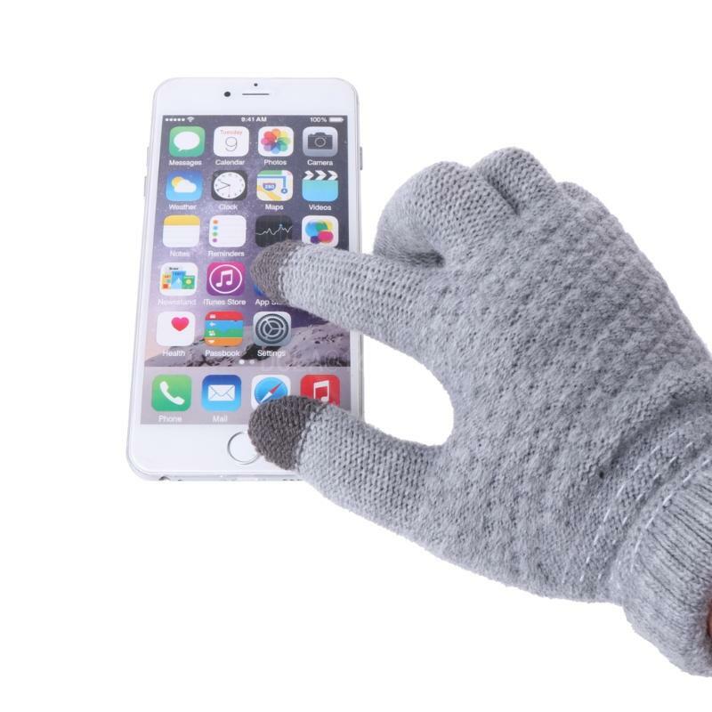 Guantes punto invierno lindos a prueba viento para mujer guantes dedo completo espesar guantes esquí
