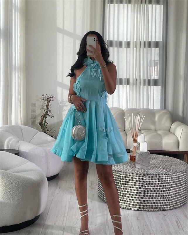 Prom Dresses Fashion Halter Empire Party Dress MIni Sleeveless Ruched Draped Formal Evening Gowns платье вечернее robe de soiree