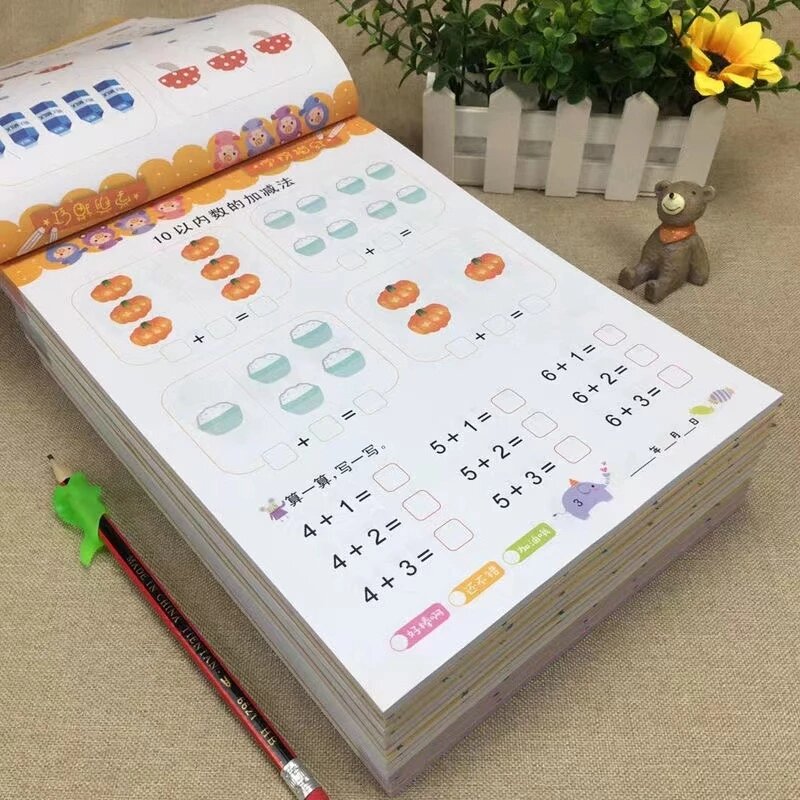 80 páginas crianças adição e subtração aprendizagem matemática estudantes escrita copybook pré-escolar matemática exercício livro