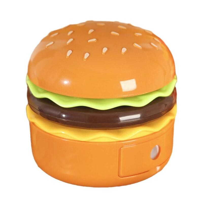 Lámpara de escritorio con forma de hamburguesa para niños, luz nocturna con sacapuntas oculto, ideal para regalo de cumpleaños, baño, estudio y pasillo