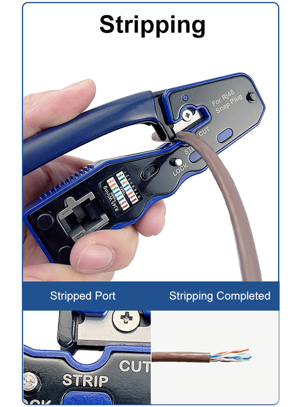 Cabo Ethernet Crimper, braçadeira de fio, pinças Clip, Crimper, Stripper, Through-hole Connector, Alicates, Pressionando, RJ45, UTP, CAT5, 6, 7, 8