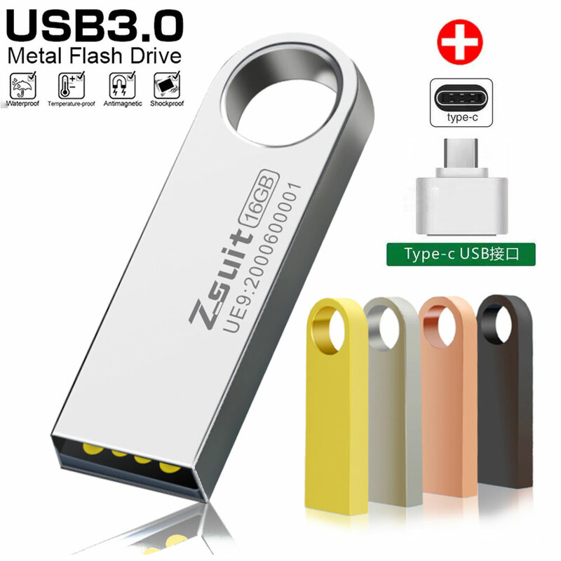 Z-suit-PenDrive de memoria USB 3,0, unidad Flash de 128GB, 64GB, resistente al agua, para ordenador portátil, disco U de Metal