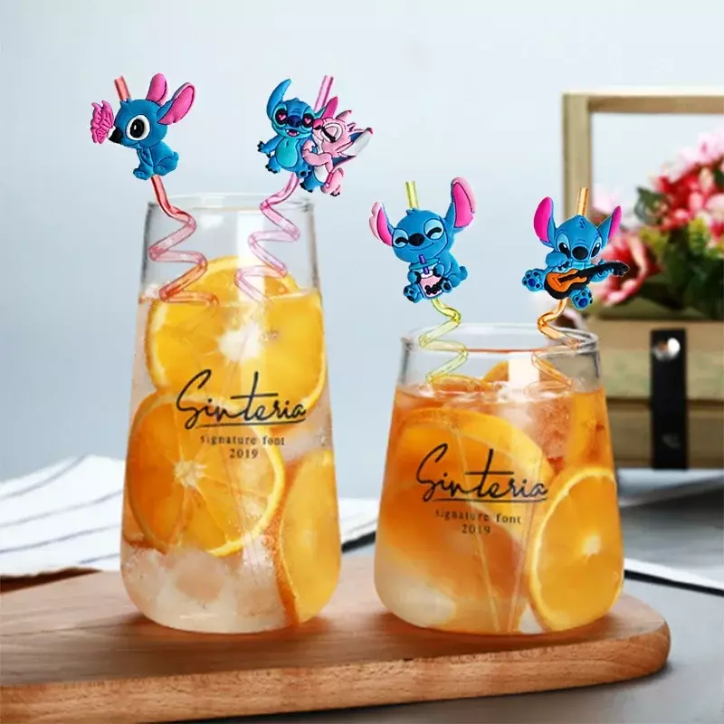 Disney Stitch Figure cannucce riutilizzabili Anime Stich Kawaii Lilo & Stitch forniture per decorazioni per feste di compleanno per bambini regali di natale