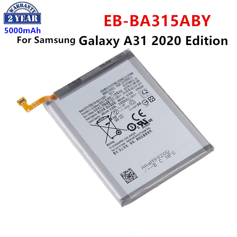 Совершенно новый телефон, 5000 мАч, аккумулятор для Samsung Galaxy A31 2020 Edition, EB-BA315ABY/DS, батареи