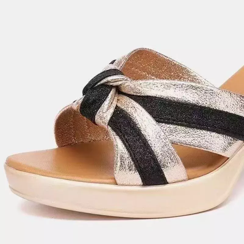 Summer High Heel Shoes for Women Retro Women's Platform Peep Toe Chunky Heel Slippers Outdoor Dress Party Women's Heeled Shoes