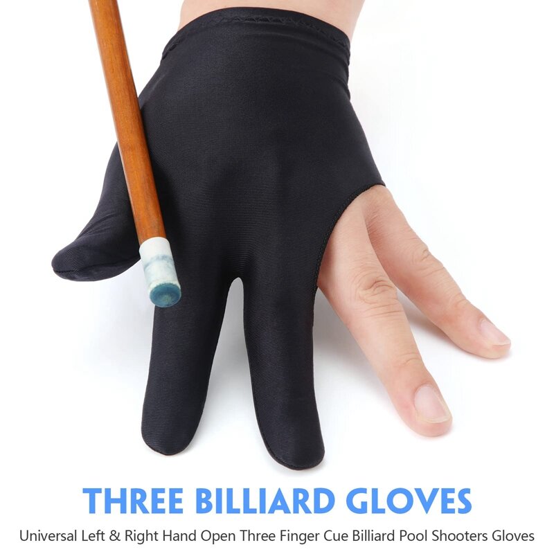 Дышащие перчатки для бильярда, для снукера, для левой и правой руки, с 3 пальцами, для женщин и мужчин, бильярдные аксессуары, 20 шт.