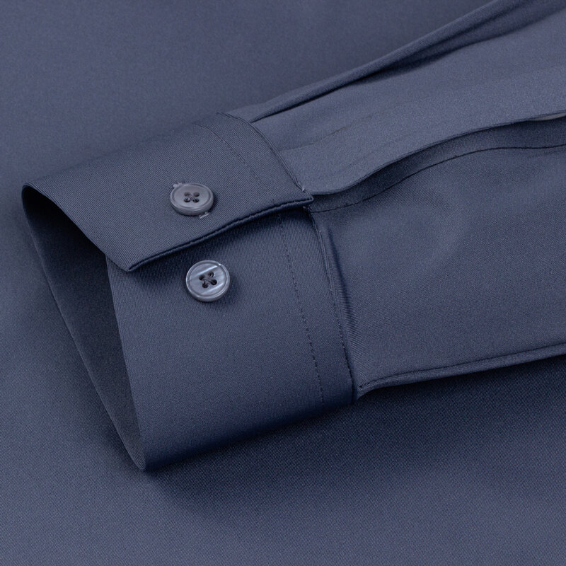 Camisa de vestir transpirable de Color sólido para hombre, ajuste Regular, ligero estiramiento, manga larga, versátil y perfecto para todas las estaciones