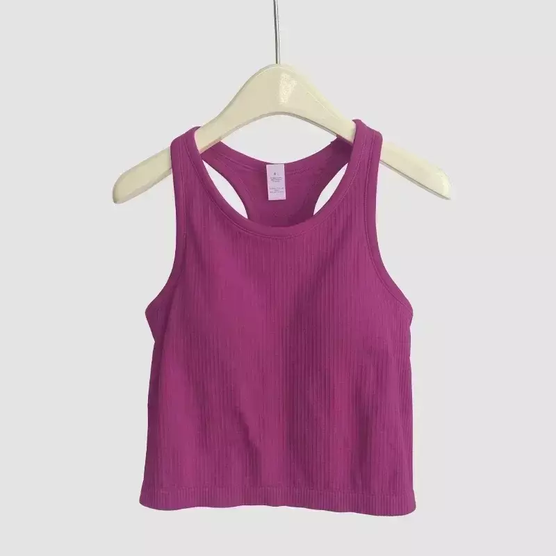 Lemon Women EBB Yoga Sports Vest Shape Running Gym Sport Tank Tops Slim Ribbed Fitness Sleeveless Shirt Built In Bra Crop Top