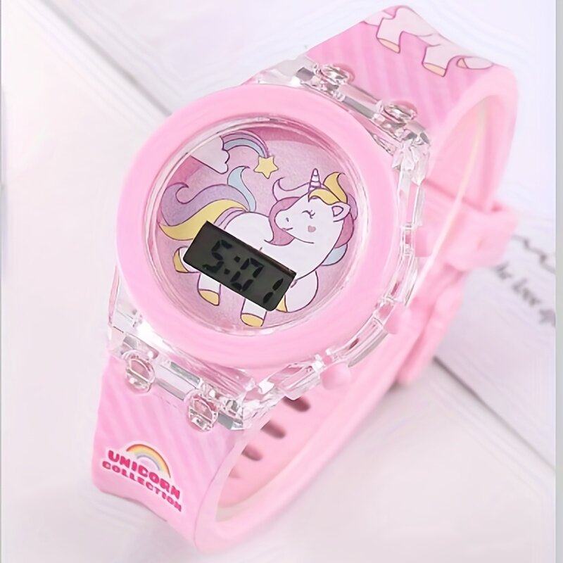 Jam tangan elektronik kartun untuk anak laki-laki dan perempuan, perlengkapan sekolah jam tangan bercahaya, pilihan Ideal untuk hadiah