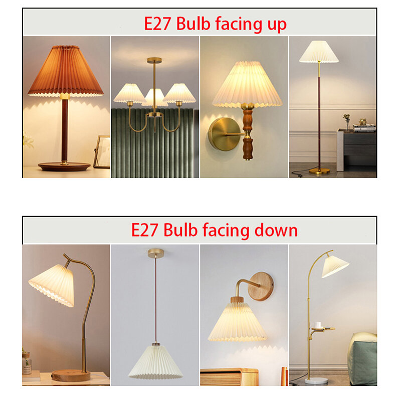 Diy Geplooide Lampenkap Tafellamp/Wandlamp/Floor Lamp/Kroonluchter Doek Cover E27 Verlichting Accessoires