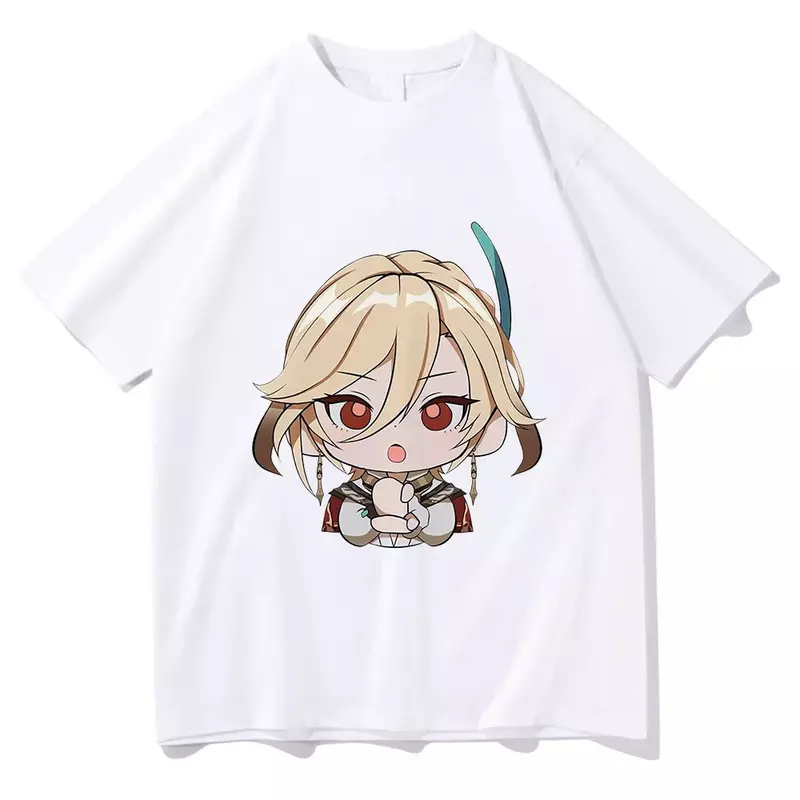 Genshin kaus dampak Kaveh Atasan pakaian Y2k kasual uniseks kaus lengan pendek lucu grafis kartun Anime Harajuku wanita