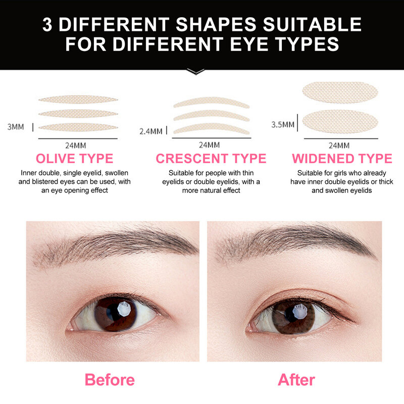 Double Eyelid Tape Sticker Invisible Double Fold Eyelid Lace Paste Clear Beige Stripe Self-adhesive Natural Eye Tape Makeup Tool