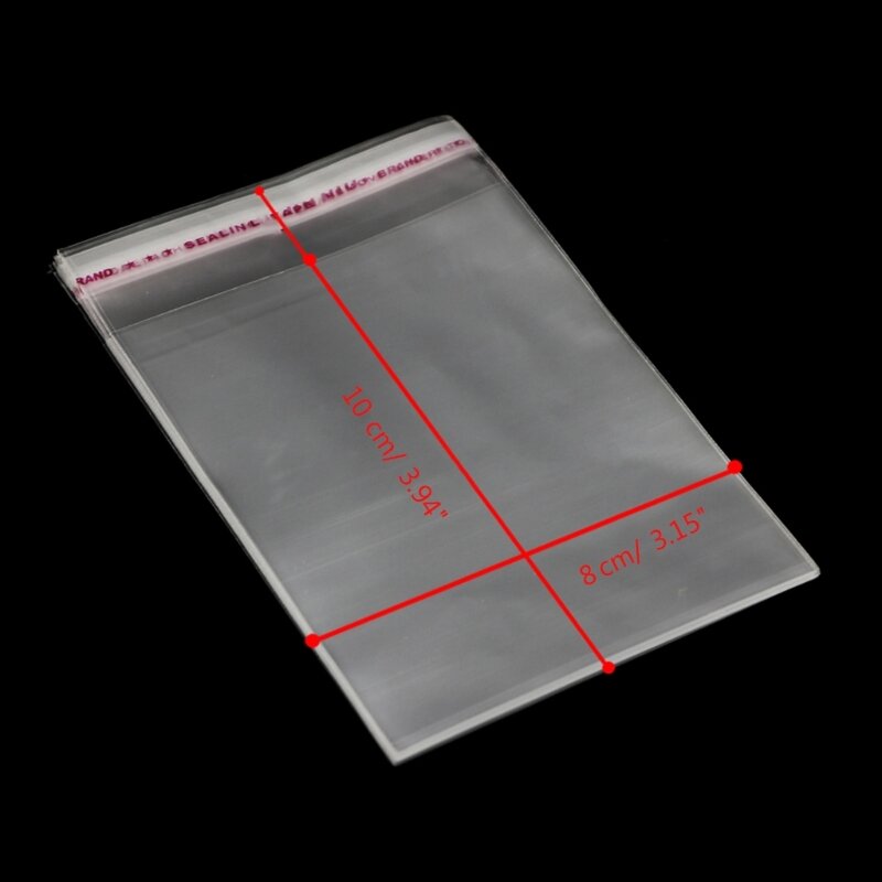 100Ps Doorzichtige Zelfklevende Kavels Diy Sieraden Zegel Plastic Zakken 8X12Cm 3.1 "X 4.7"