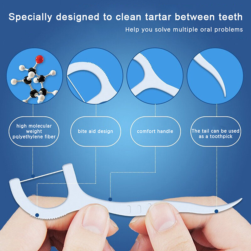 لُقطات خيط تنظيف الأسنان التي تستخدم لمرة واحدة ، فرشاة بين الأسنان ، أداة العناية بصحة الفم ، 50 في كل صندوق