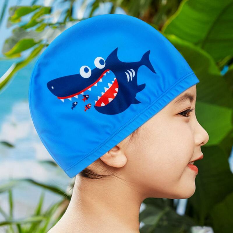 Chapéu de natação estampado infantil, chapéu de banho infantil, secagem rápida, chapéu de piscina respirável, orelha de alta elasticidade