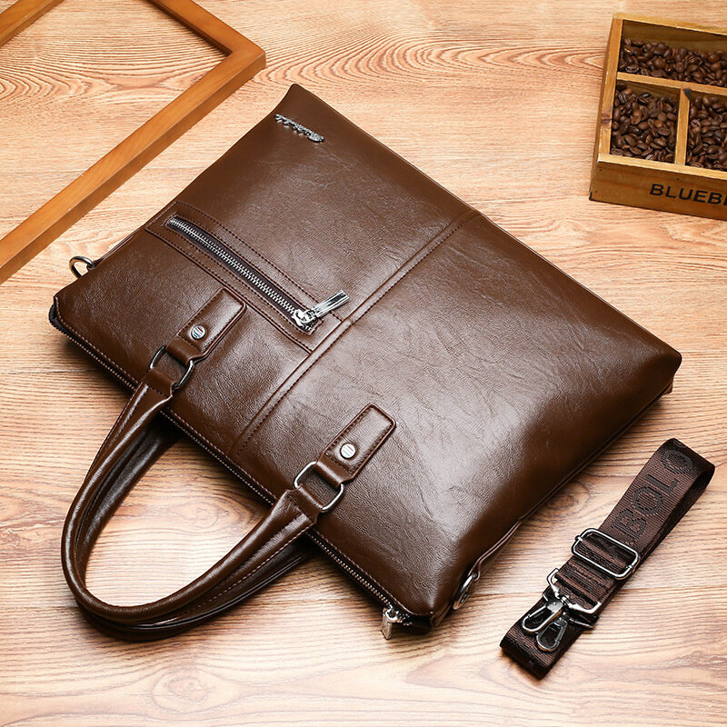 Luksusowa skórzana teczka męska z zamkiem błyskawicznym w stylu Vintage torebka biznesowa torba kurierska o dużej pojemności męskiego laptopa