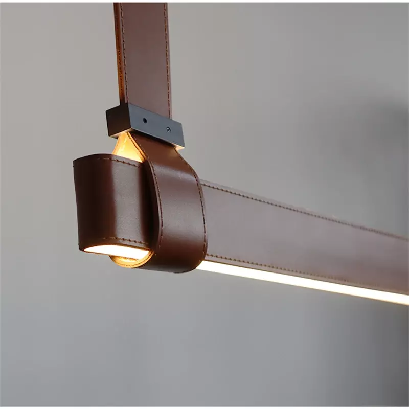 Modern Leather Led Pendant Lamps for Dining Living Room Center Table Kitchen Accesories Chandelier Home Decor Lighting Fixture