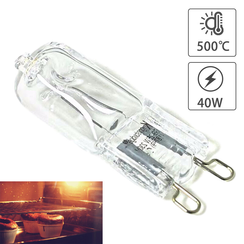2 шт., лампочка для духовки G9, высокотемпературная лампочка для отпаривателя, лампочка для освещения духовки G9, 110-220 В, 40 Вт, 500 градусов