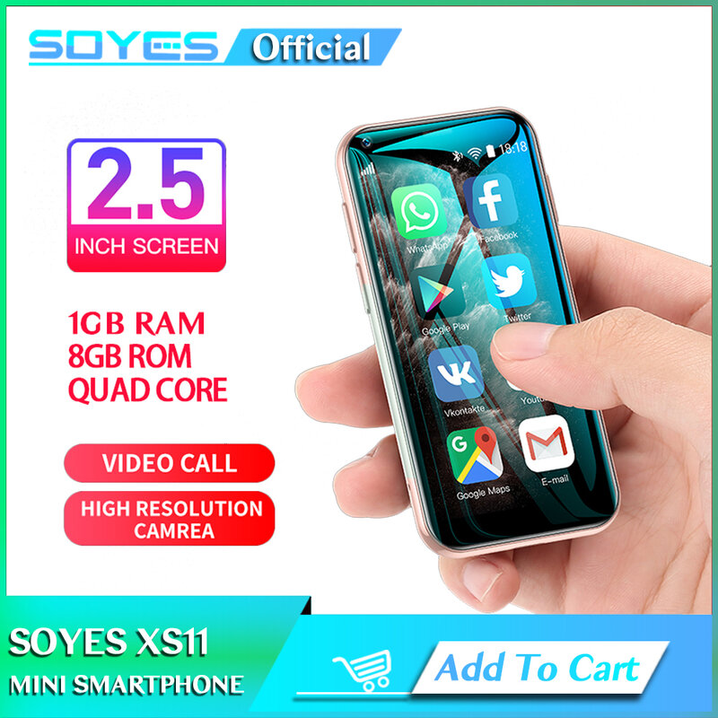 هاتف ذكي صغير SOYES XS11 يعمل بنظام الأندرويد بشريحتين ثلاثية الأبعاد وذاكرة وصول عشوائي 1 جيجابايت وذاكرة قراءة فقط 8 جيجابايت ومعالج رباعي النواة وبطارية 1000 مللي أمبير في الساعة 3G CDMA Play Store هاتف خلوي لطيف