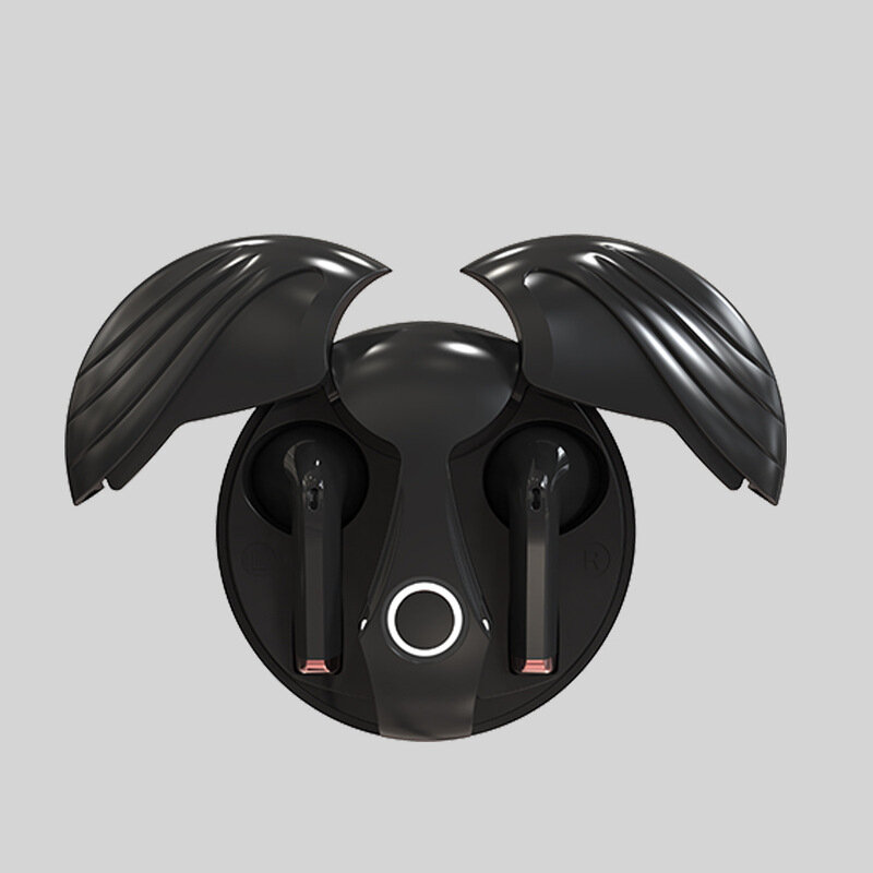 Headset Bluetooth nirkabel Tws, Earphone Bluetooth nirkabel sayap malaikat Tws Stereo olahraga Gaming Video gaya Rock desain mikrofon 2023