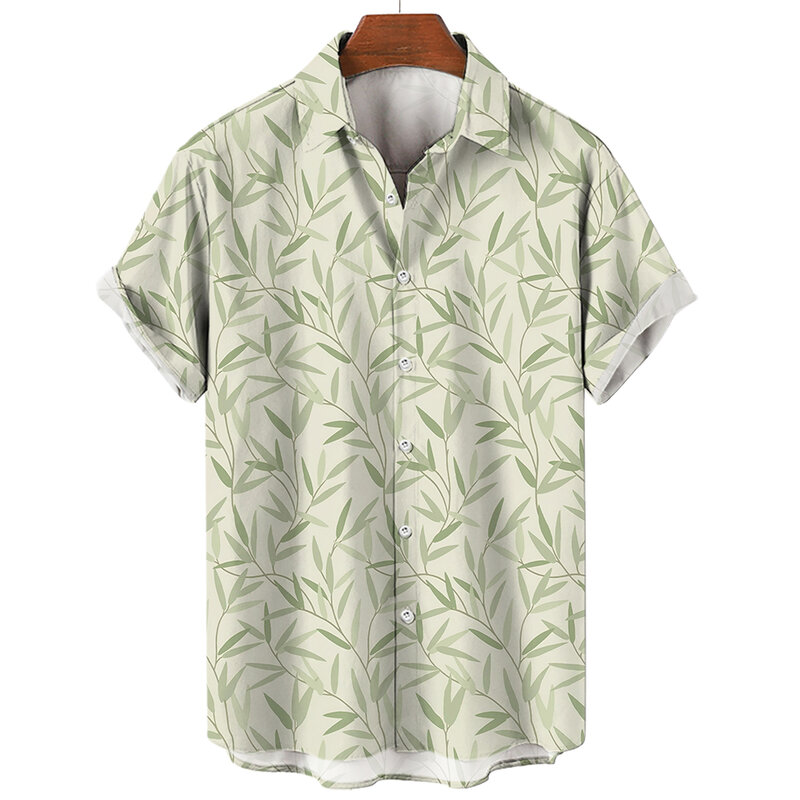 Рубашка мужская с цветочным принтом, гавайская одежда, топ с коротким рукавом, свободная Винтажная с отложным воротником, с 3D-принтом, лето 2023