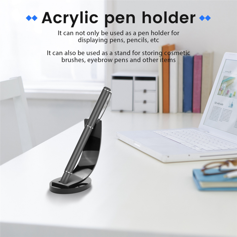 2 buah akrilik pemegang pena Tampilan berdiri pensil tampilan pemegang pulpen pena pulpen tampilan rak (hitam)