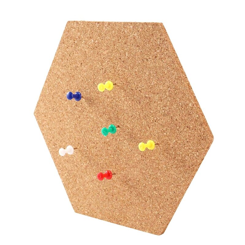 Hexagon Cork Board Tiles, auto-adesivo, Corkboards grossos para Memo de parede, Pin Board, Boletim decorativo, 6pcs