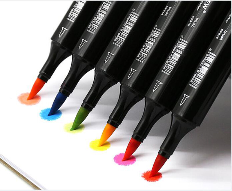 TOUCHNEW Markers 6/12/30/80/168Colors Soft Brush Marker Pen Set Alcohol-Based Marker Manga Drawing Brush Set School Art Supplies