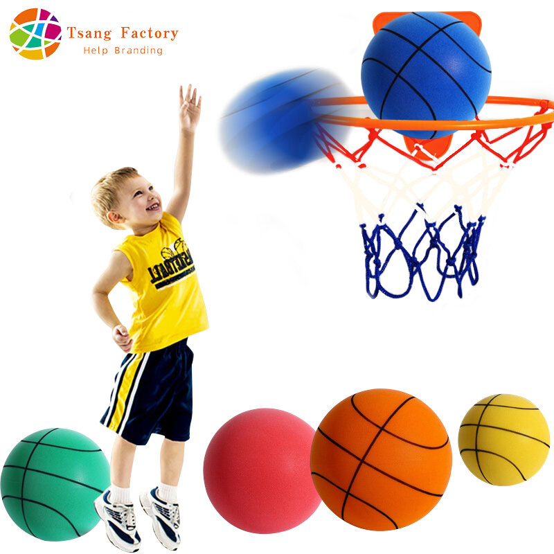 屋内サイレントバスケットボールバウンスサイレントボール、絞り可能なスライド、柔らかい高密度フォーム、プラスチックスポーツボール、サイズ3、5、7、新しい