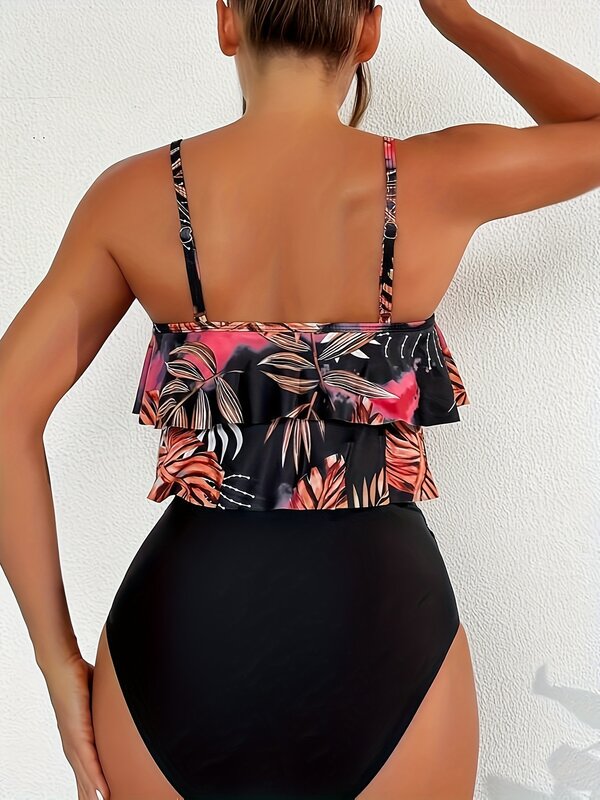 Maillot de bain sexy à volants pour femmes, bikini taille haute, imprimé brésilien, ensemble deux pièces, vêtements de plage, 2024