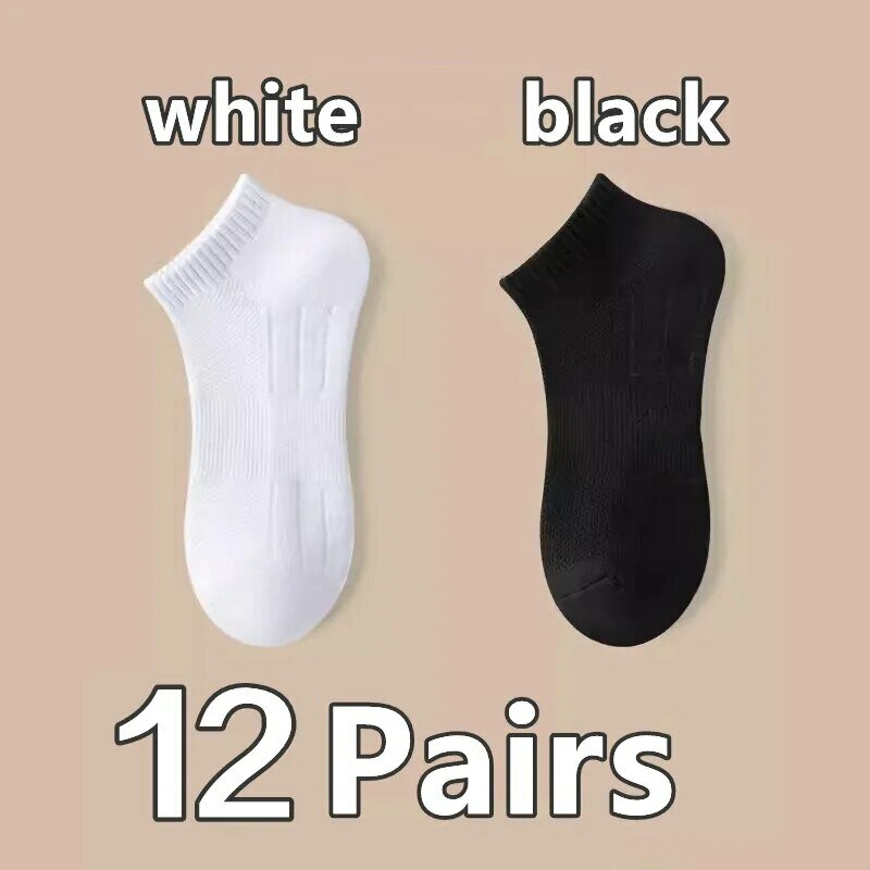 12 Pairs Thick-Soled Moisture Wicking Sports Socks with Cushioned Bottoms Perfect for Running and Professional Sports
